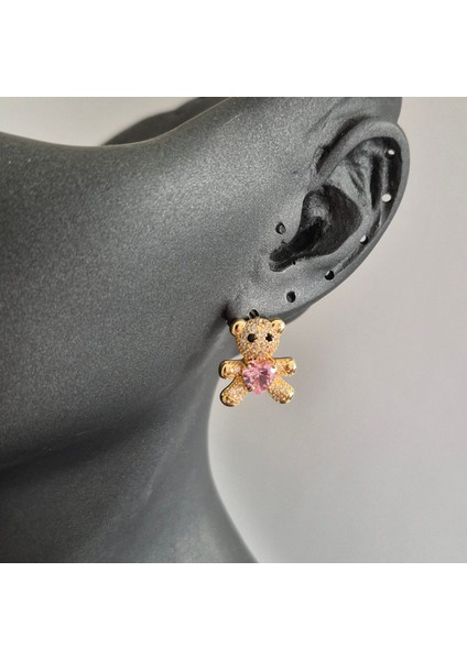 Vip Özel Seri Gold Renk Taşlı Ayıcık Kadın Küpe fırsatları