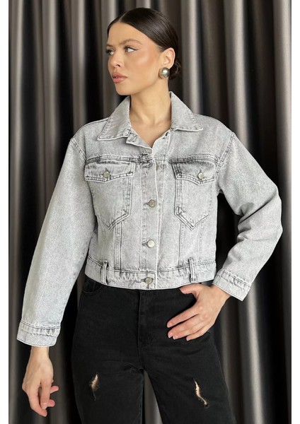 Slim Fit Kadın Jean Kot Ceket P-00016791