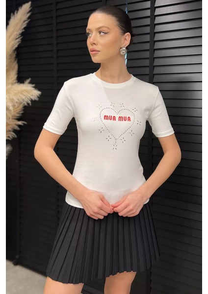 Kadın Taş Işlemeli Baskılı Bluz P-00016481