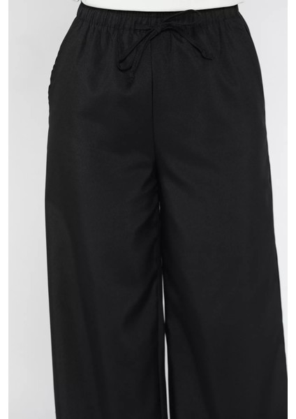 Bel Lastikli Bağcıklı Bol Paça Kadın Pantolon P-00016656 fırsatları