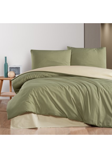 Home Mia Çift Kişilik Nevresim Takımı 4 Parça-Haki