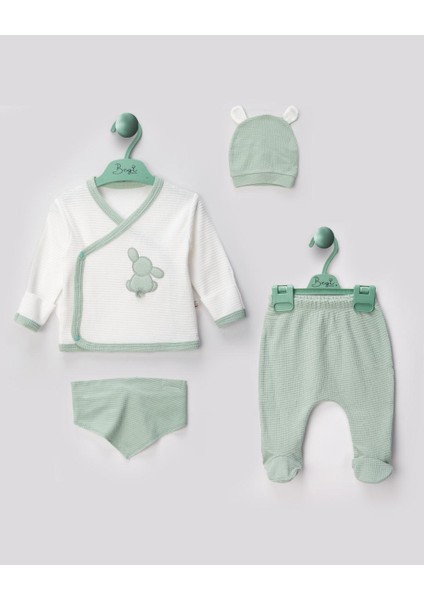 Yenidoğan Kendinden Eldivenli ve Patikli Tavşanlı 4lü Bebek Hastane Çıkışı fiyatları