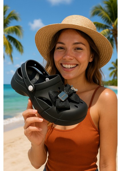 Elmas Dolgu Taban Kadın Terlik Yüksek Platform Plaj Deniz Havuz Terliği