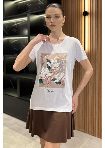 Ön Baskılı Kadın Tişört P-00016431