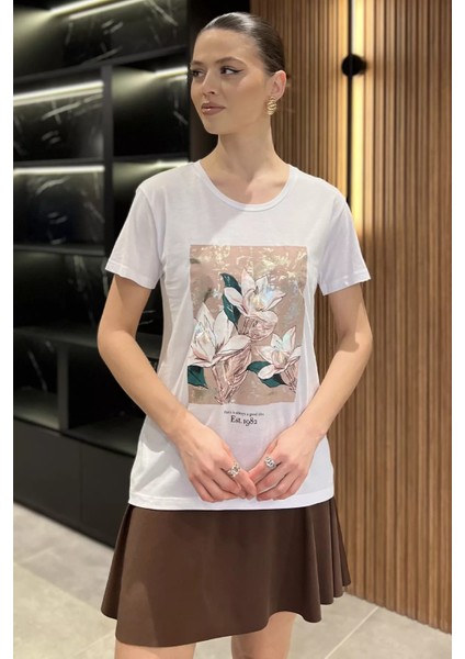 Ön Baskılı Kadın Tişört P-00016431 fiyatları