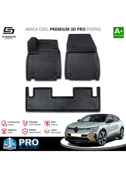 Renault Megane E-Tech 3D Pro Havuzlu Paspas 2022 Üzeri A+ Kalite