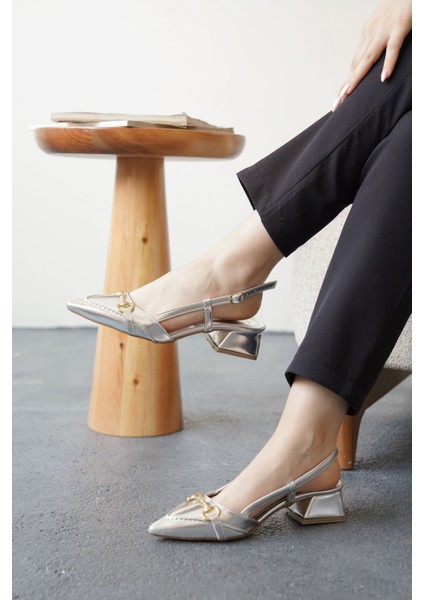 Kadın Goches Kısa Topuklu Ayakkabı - Gümüş fiyatları