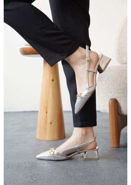 Kadın Goches Kısa Topuklu Ayakkabı - Gümüş modelleri