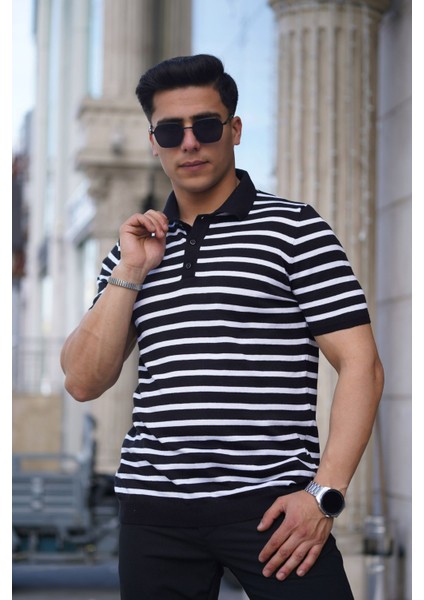 Erkek Polo Yaka Örme Triko T-Shirt Terletme Yapmaz Hava Alan Erkek T-Shirt