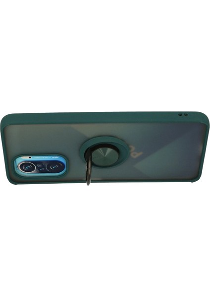 Xiaomi Redmi K40 Kılıf Montreal Yüzüklü Silikon Kapak - Yeşil Mrayd