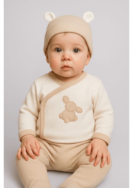 Kendinden Eldivenli ve Patikli Tavşanlı 4lü Yenidoğan Hastane Çıkış Seti