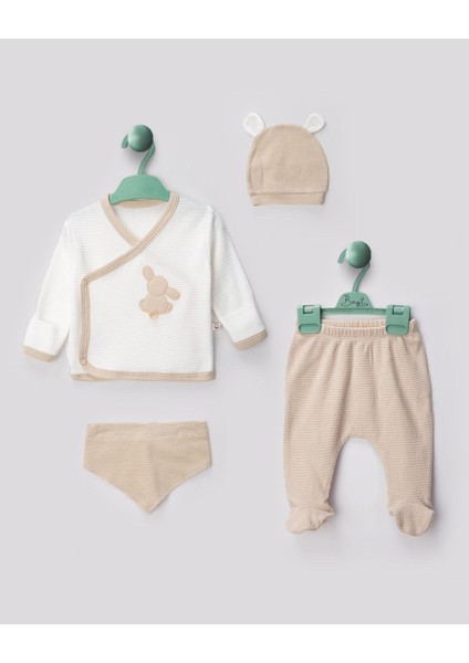 Kendinden Eldivenli ve Patikli Tavşanlı 4lü Yenidoğan Hastane Çıkış Seti fiyatları