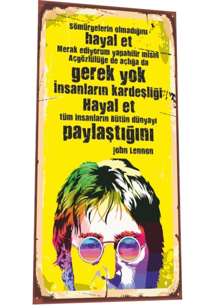 John Lennon Mini Retro Ahşap Poster