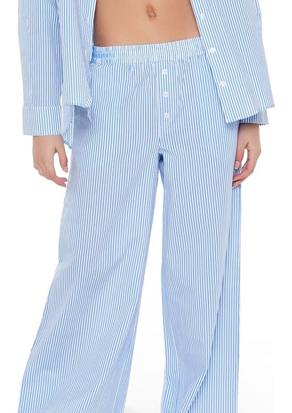 Çizgili Mid-Rise Wide-Leg Pantolon fiyatları