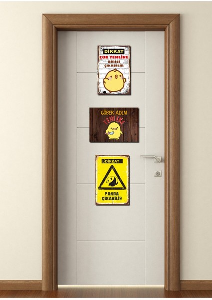 Genç Odası Kapı Posteri 3'lü Ahşap Poster Set (20X30CM)
