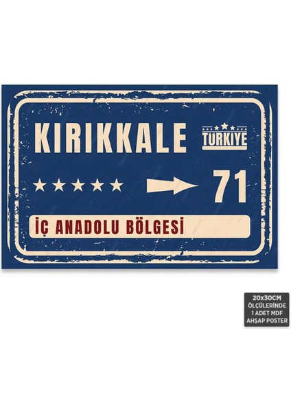 PT1174 - Kırıkkale Şehir Tabelası Retro Mdf Ahşap Poster (20X30CM)