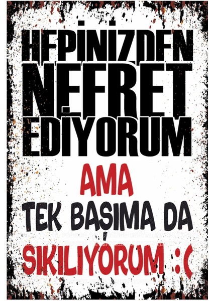 Hepinizden Nefret Ediyorum / Kamyon Arkası Duvar Yazıları Retro Ahşap Poster