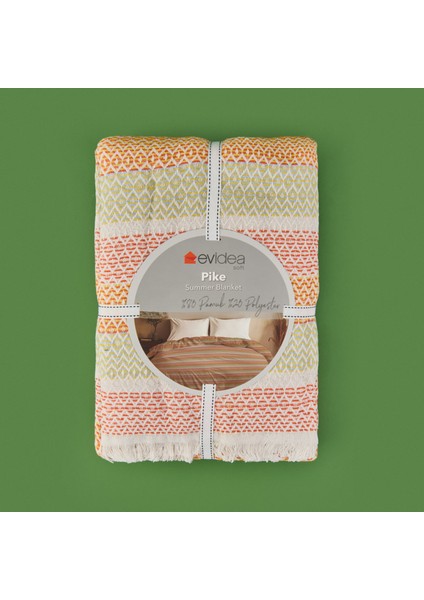 Soft Vita Çift Kişilik Pike - Ekru / Turuncu - 200X230 cm