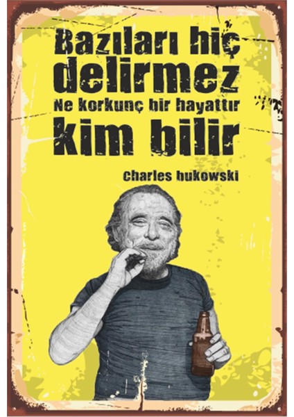 Charles Bukowski Edebiyat Retro Ahşap Poster