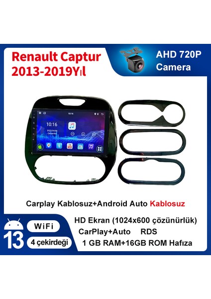 Renault Captur 2013-2019 Yıl Uyumlu 9 Inç 1 GB Ram 16 GB Hafıza Multimedya Carplay Navigasyon