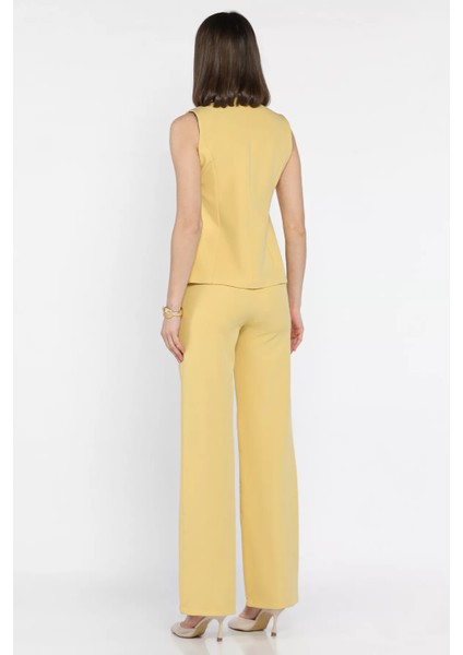 Düğme Detaylı Yelek Pantolon Ikili Takım P-00012581