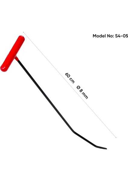 60 cm 8 mm Çap Çift Kıvrımlı Yassı Uçlu Boyasız Göçük Düzeltme Çubuğu - S4-05, Pdr Çubuk
