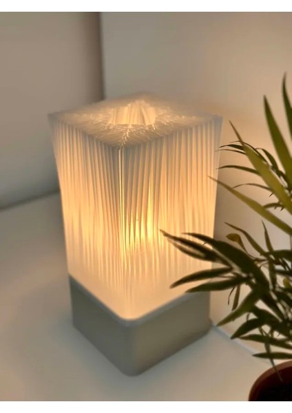 Glıntıs Masa Lambası - Modern Tasarım - 3D Baskı - Şeffaf Üst Petg - Pla Taban - Kullanıma Hazır - E27 Duylu