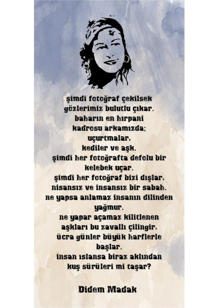 Didem Madak Şiir Edebiyat Ev Dekorasyon Tablo Mini Retro Ahşap Poster
