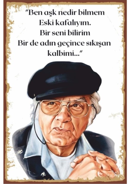 Attila Ilhan Şiir Retro Ahşap Poster