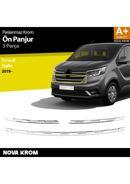 Renault Trafic Krom Ön Panjur 3 Prç. 2019 Üzeri