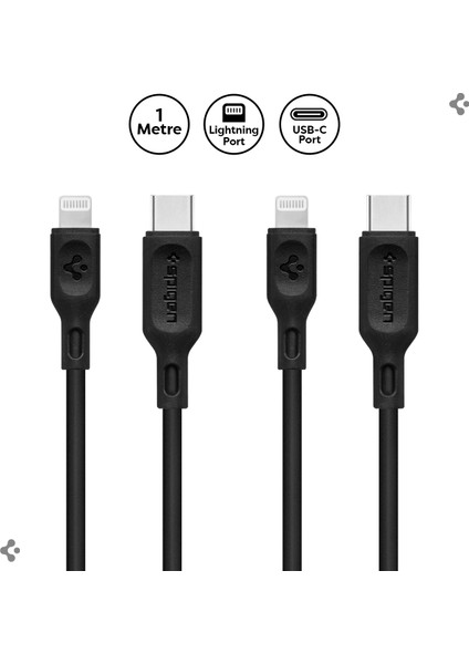 Essential USB-C to Lightning (1 Metre) Hızlı Şarj/Data Kablosu MFI Lisanslı (2 Adet) C10CL Black - 000CA27022