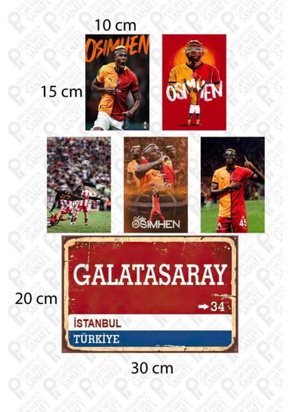 Victor Osimhen Ahşap Poster Altılı Set 1(20*30 cm ) + 5(10*15 cm )