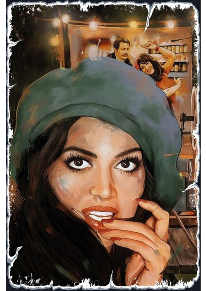 Türkan Şoray Temalı Retro Ahşap Duvar Poster 20X30