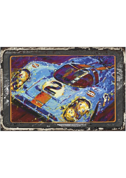 Daytona Champion At Night Klasik Nostaljik Yarış Arabaları Retro Ahşap Poster