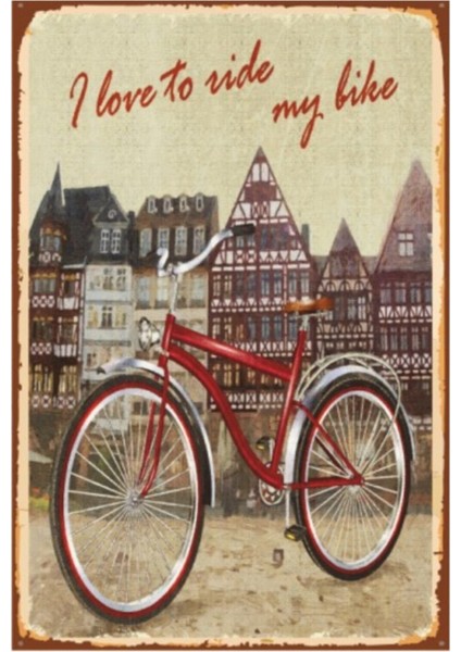 Amsterdam ve Bisiklet Retro Vintage Ahşap Poster
