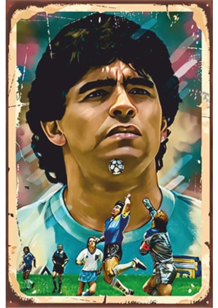 Maradona Retro Ahşap Poster