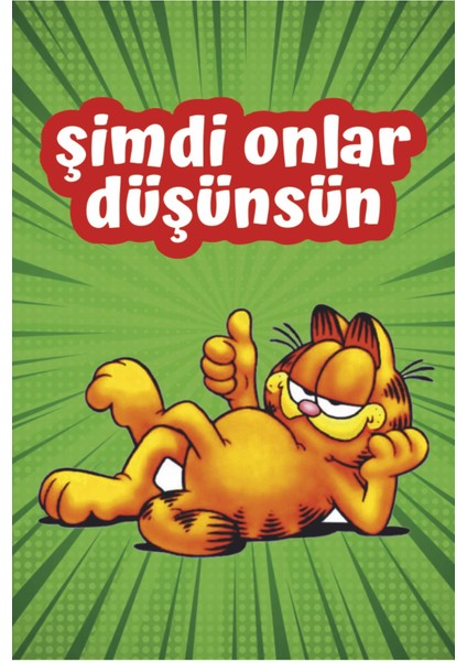 Garfield Eğlenceli Komik Şimdi Onlar Düşünsün Duvar Yazıları Genç Odası Dekor Retro Ahşap Poster