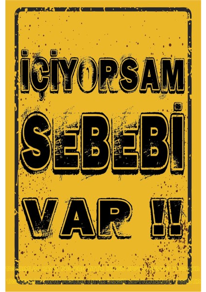 Içiyorsam Sebebi Var Atarlı Komik Sözler Duvar Yazıları Ev Dekorasyon Retro Ahşap Poster