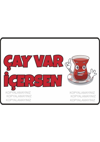 Çay Var Içersen Komik Sözler Duvar Yazıları Ev Dekorasyon Tablo Retro Ahşap Poster