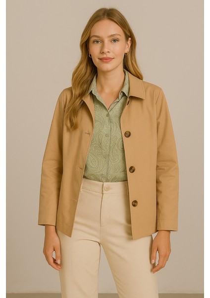 Kadın Kısa Trençkot Camel modelleri