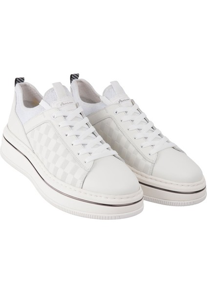 Marcomen 21180 Beyaz-Beyaz Sneaker Derı Ayakkabı