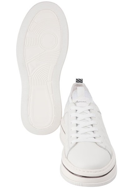 Marcomen 21180 Beyaz-Beyaz Sneaker Derı Ayakkabı