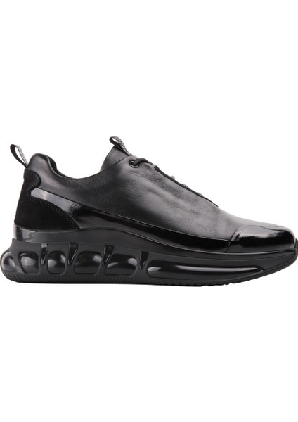 14598 Sıyah-Sıyah Rugan Sneaker Derı Ayakkabı