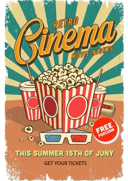 Retro Cinema Ahşap Poster