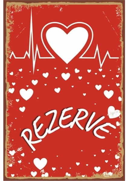 Kalbim Rezerve Aşk Sevgi Retro Ahşap Poster