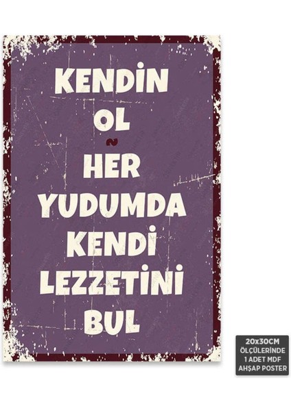 PT1260 - Kendin Ol Retro Mdf Ahşap Poster (20X30CM)