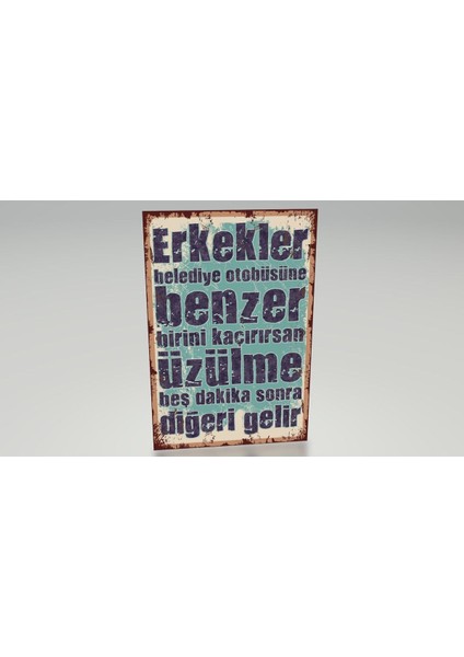 Erkeklerle Ilgili Komik Sözler Esprili Duvar Yazıları Retro Ahşap Poster