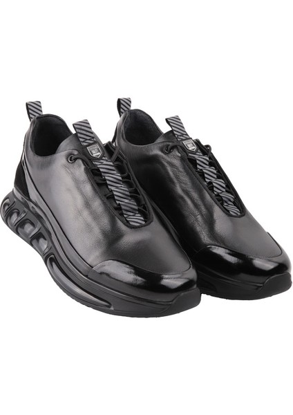 14598 Sıyah-Sıyah Rugan Sneaker Derı Ayakkabı modelleri