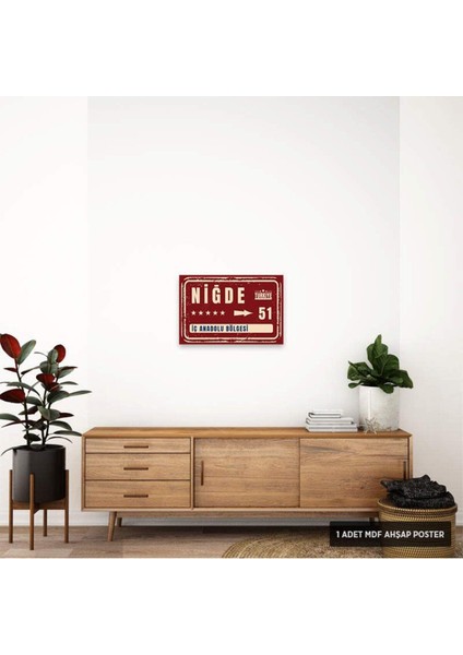 PT1133 - Niğde Şehir Tabelası Retro Mdf Ahşap Poster (20X30CM)