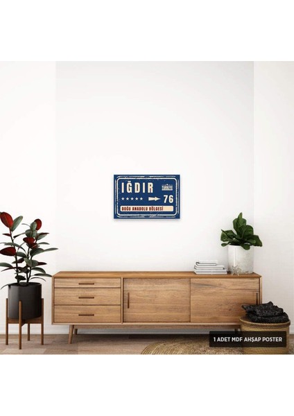 PT1184 - Iğdır Şehir Tabelası Retro Mdf Ahşap Poster (20X30CM)